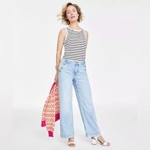 On 34th Women's Sailor High-Rise Wide-Leg Jeans, size 8